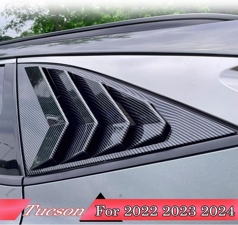 MUXEE 2Pcs Rear Side Window Louvers Air Vent Scoop Shades Cover Blinds Trim for Hyundai Tucson 2022 2023 2024 2025 - ABS Carbon Fiber Sport Interior Accessories（NOT FIT Tucson nline） - Image 2